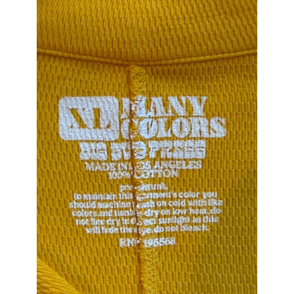 Big Bud Press | Fisherman Polo XL Yellow Long Sleeve Waffle Knit Cotton Unisex - Picture 6 of 8